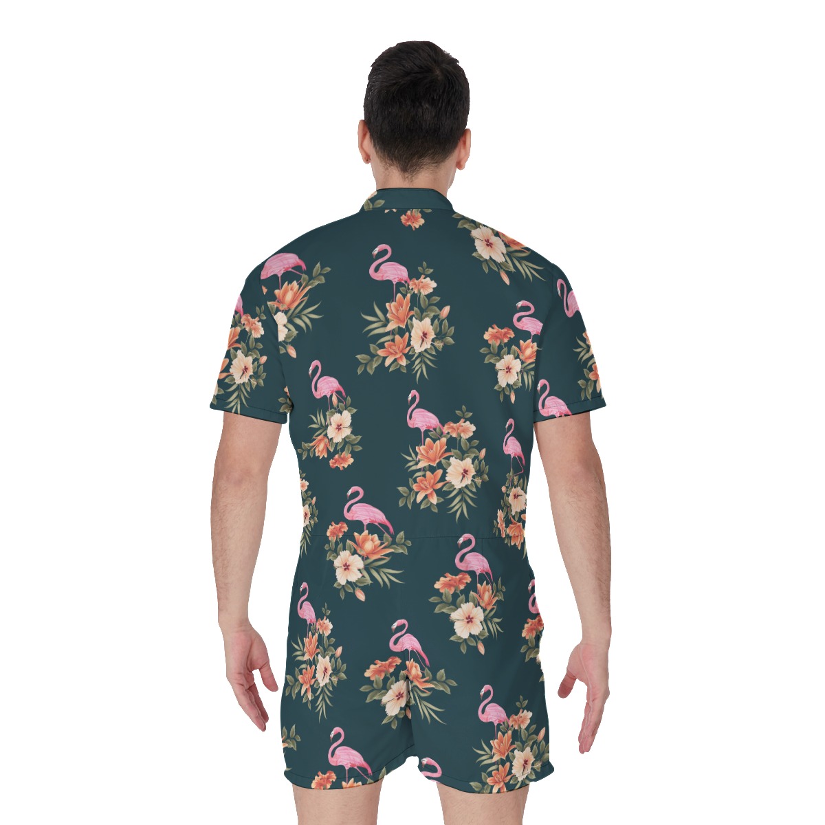 Flamingo Floral Hawaiian Romper For Men