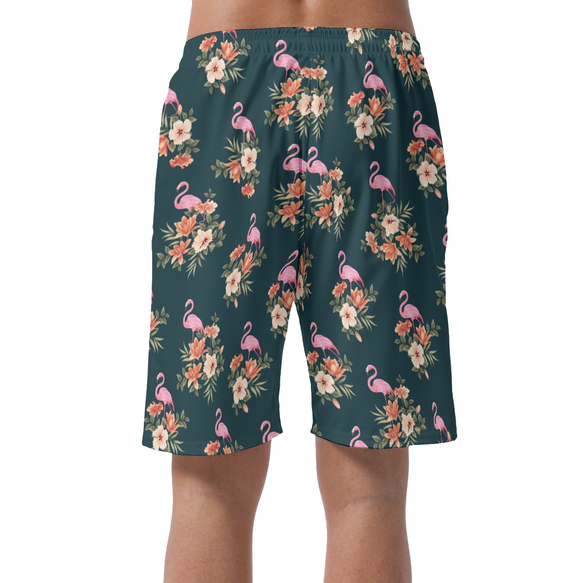 Men's Flamingo Floral Hawaiian Beach Shorts