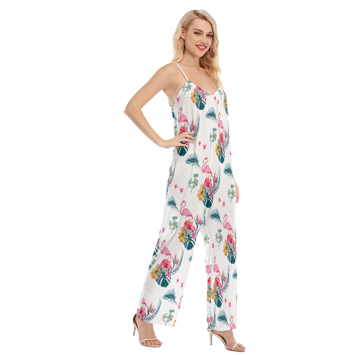 White Flamingo Hawaiian Jumpsuit For Women