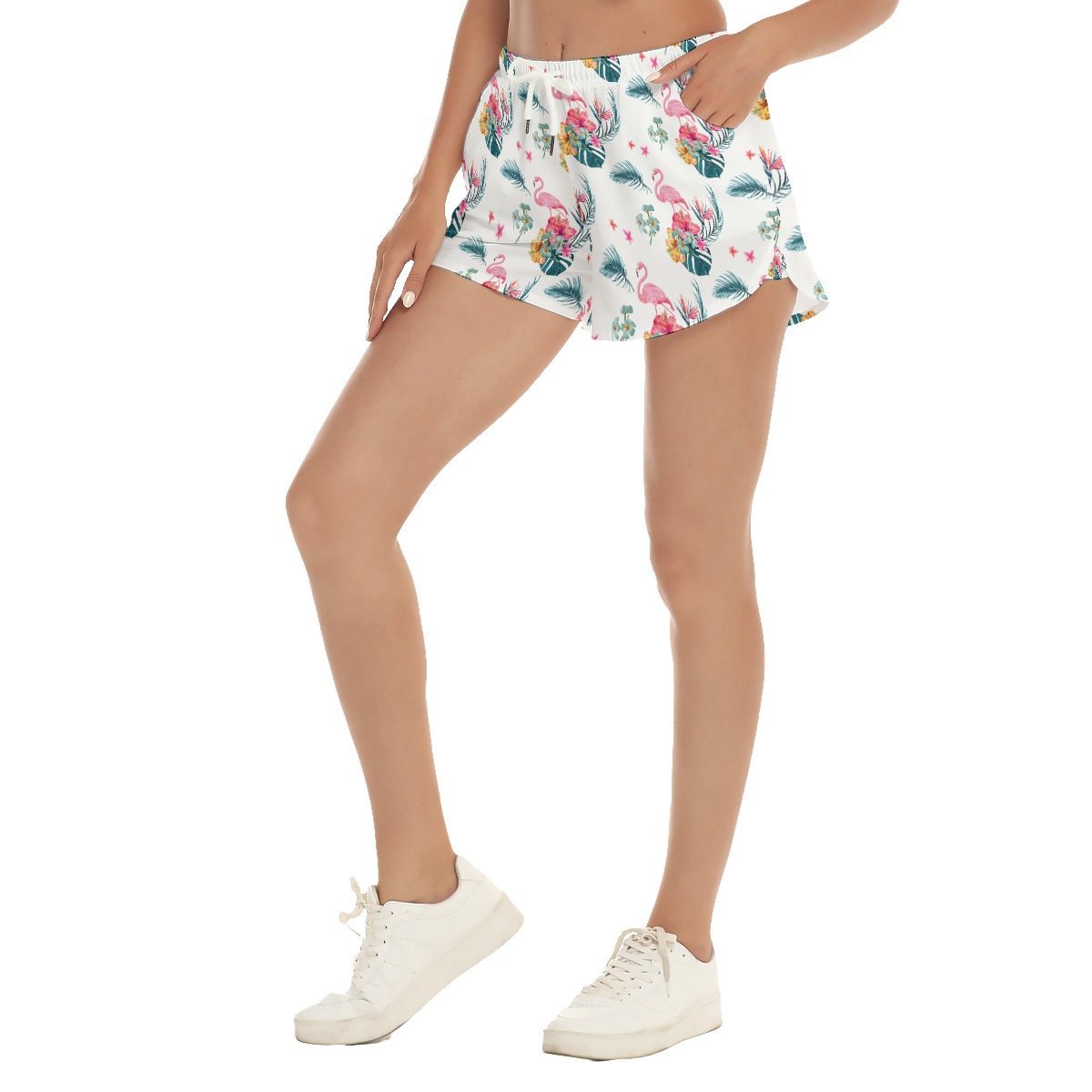 Flamingo Floral Beach Shorts For Women