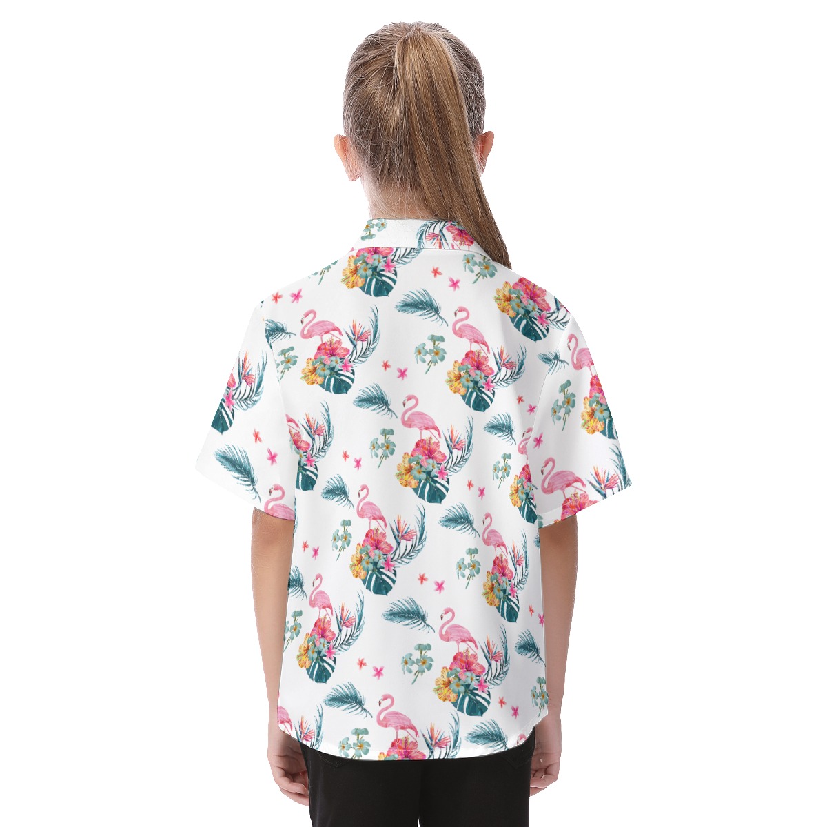 Flamingo White Hawaiian Shirt For Kids