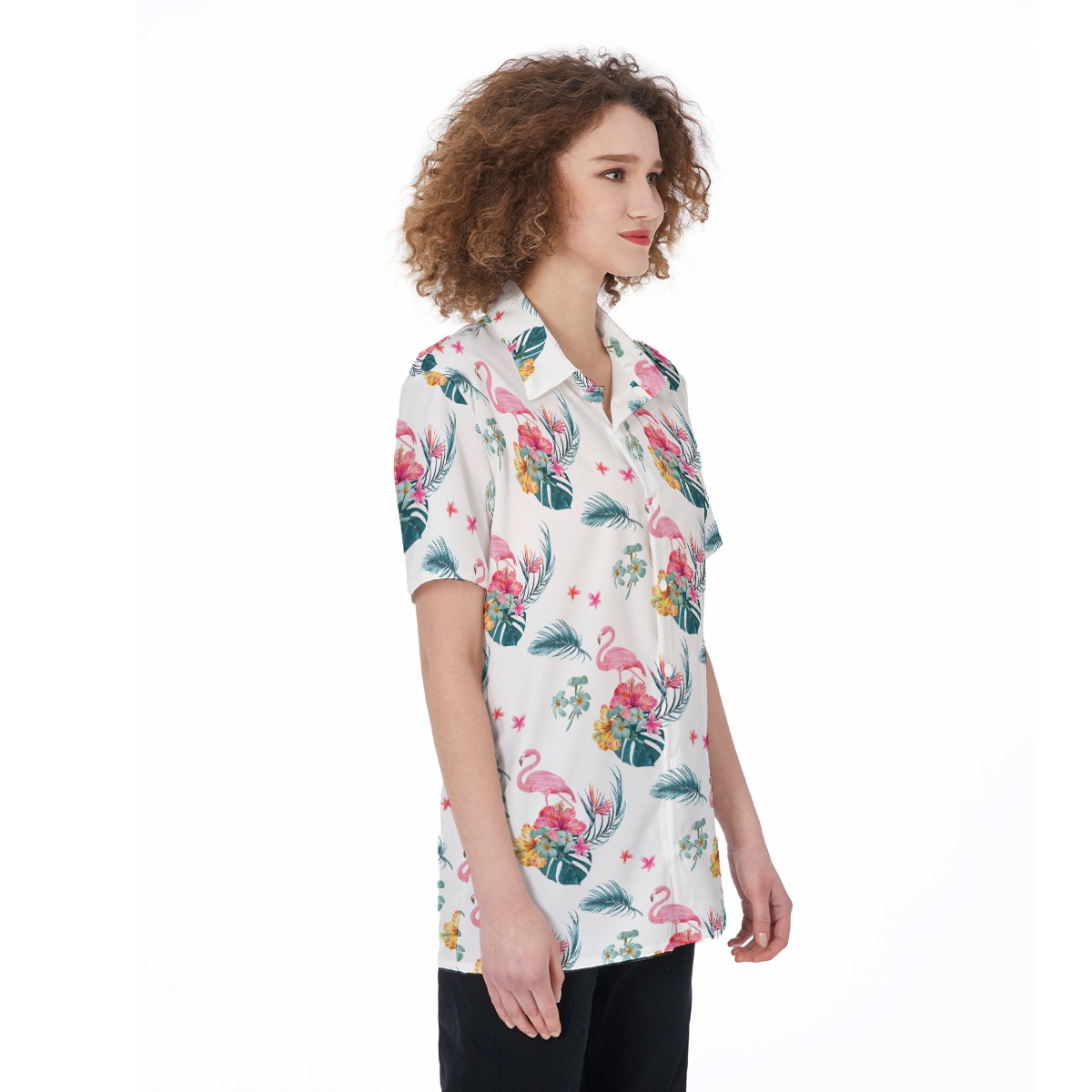 Flamingo Floral Hawaiian Shirt For Women