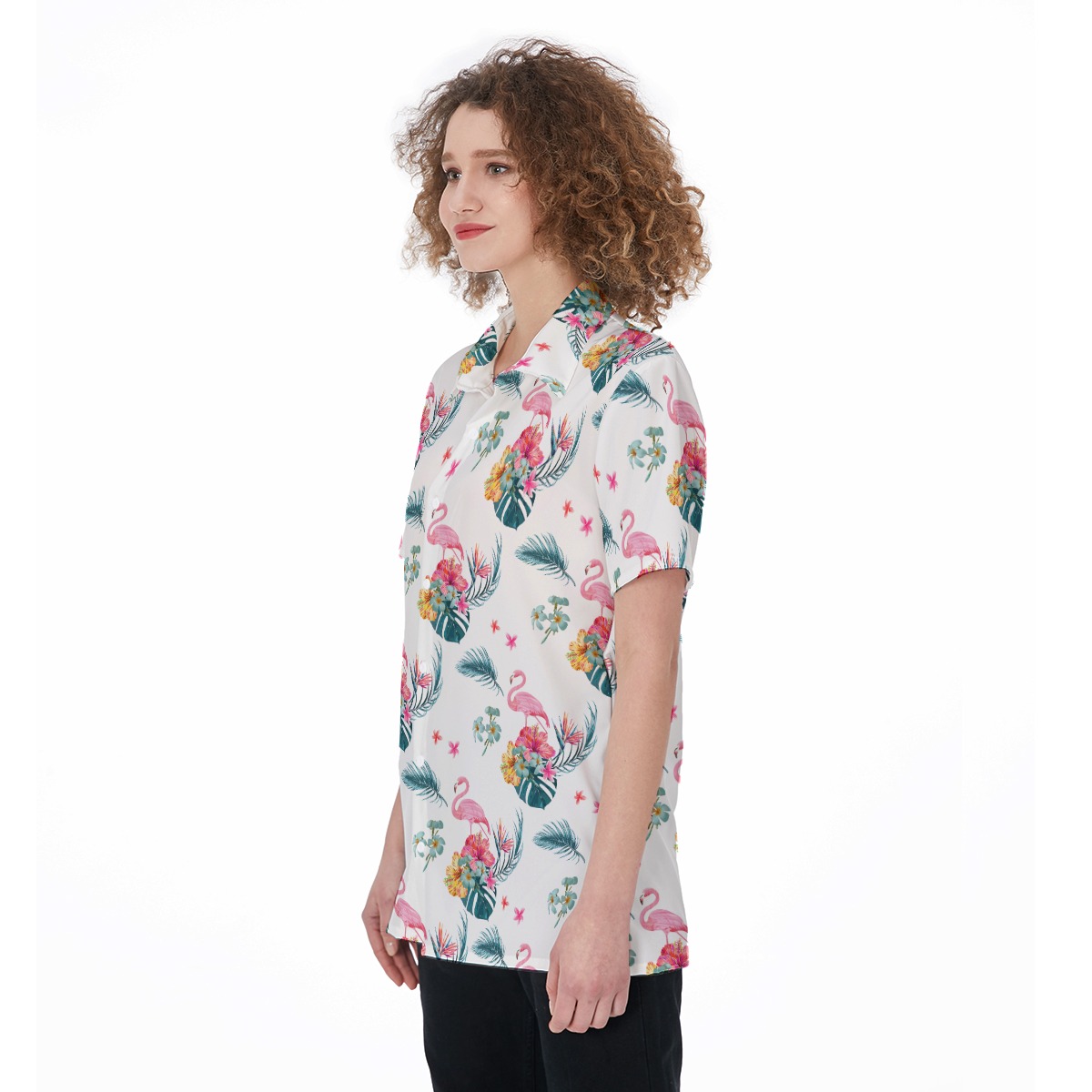 Flamingo Floral Hawaiian Shirt For Women