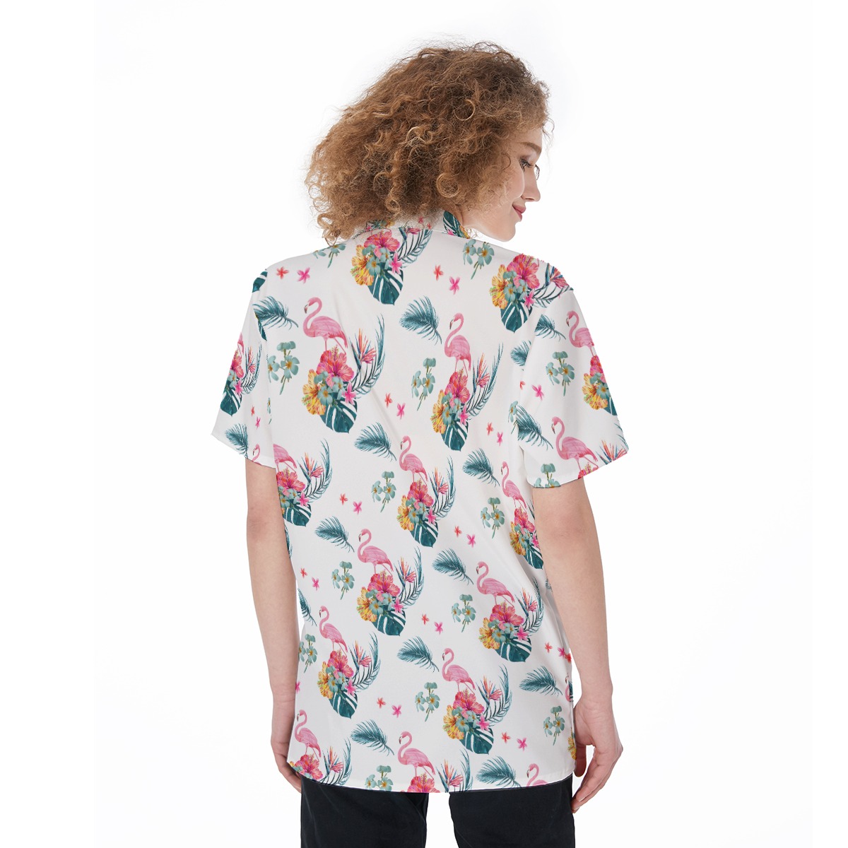 Flamingo Floral Hawaiian Shirt For Women