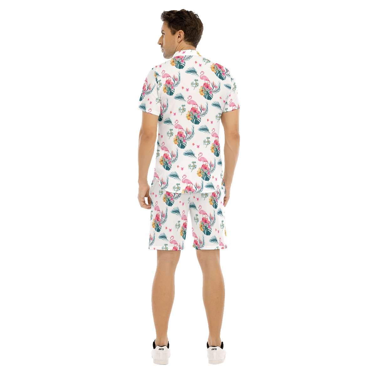 Men's Flamingo Floral Hawaiian Shirt And Shorts