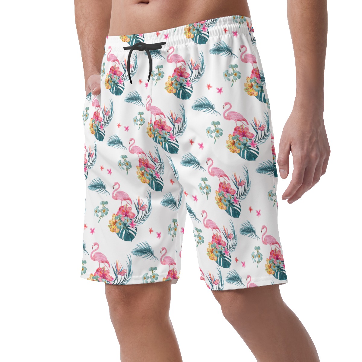 Men's Flamingo Tropical Hawaiian Beach Shorts