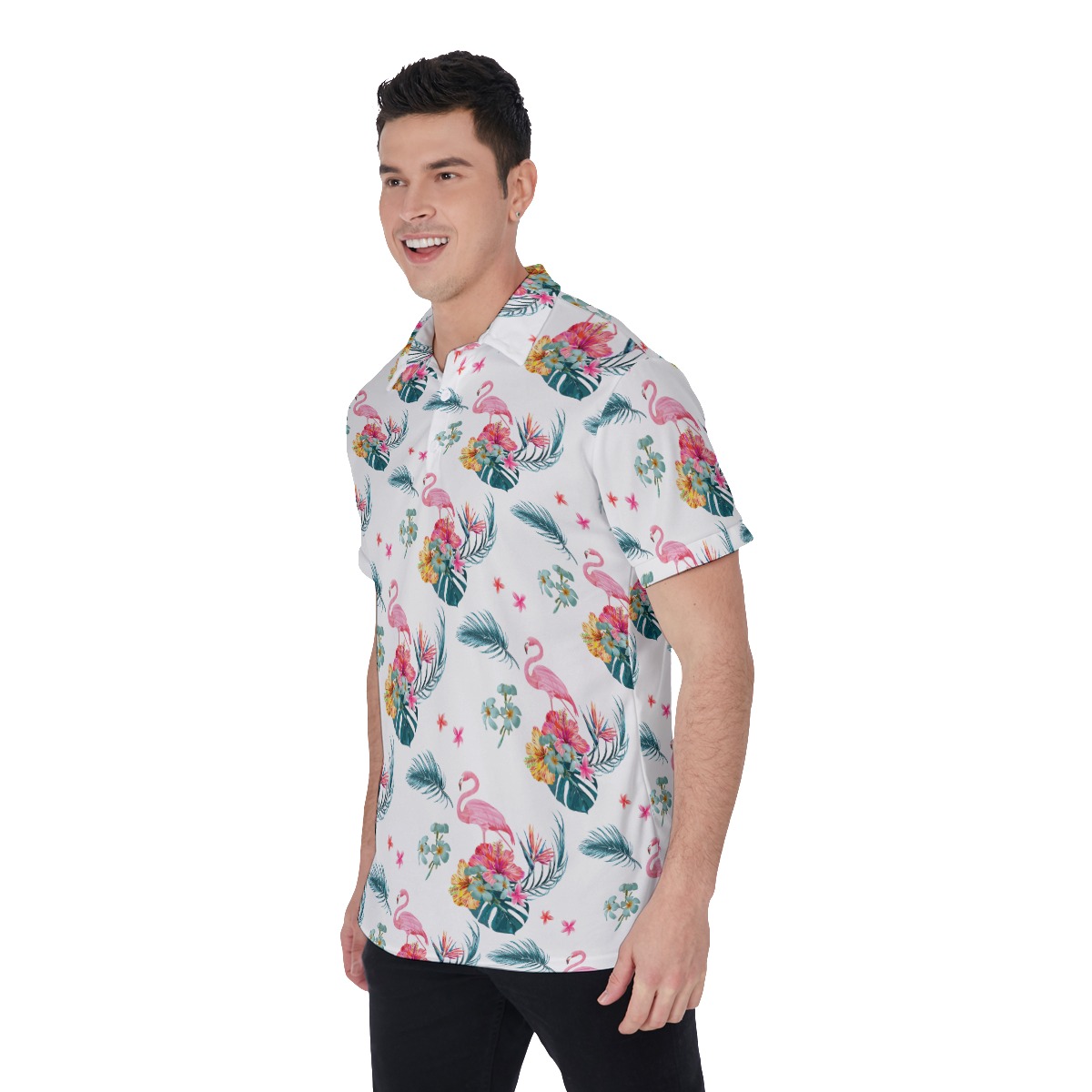 Floral Flamingo Men's Polo Shirt