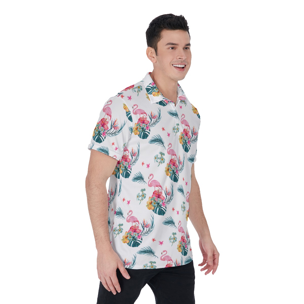 Floral Flamingo Men's Polo Shirt