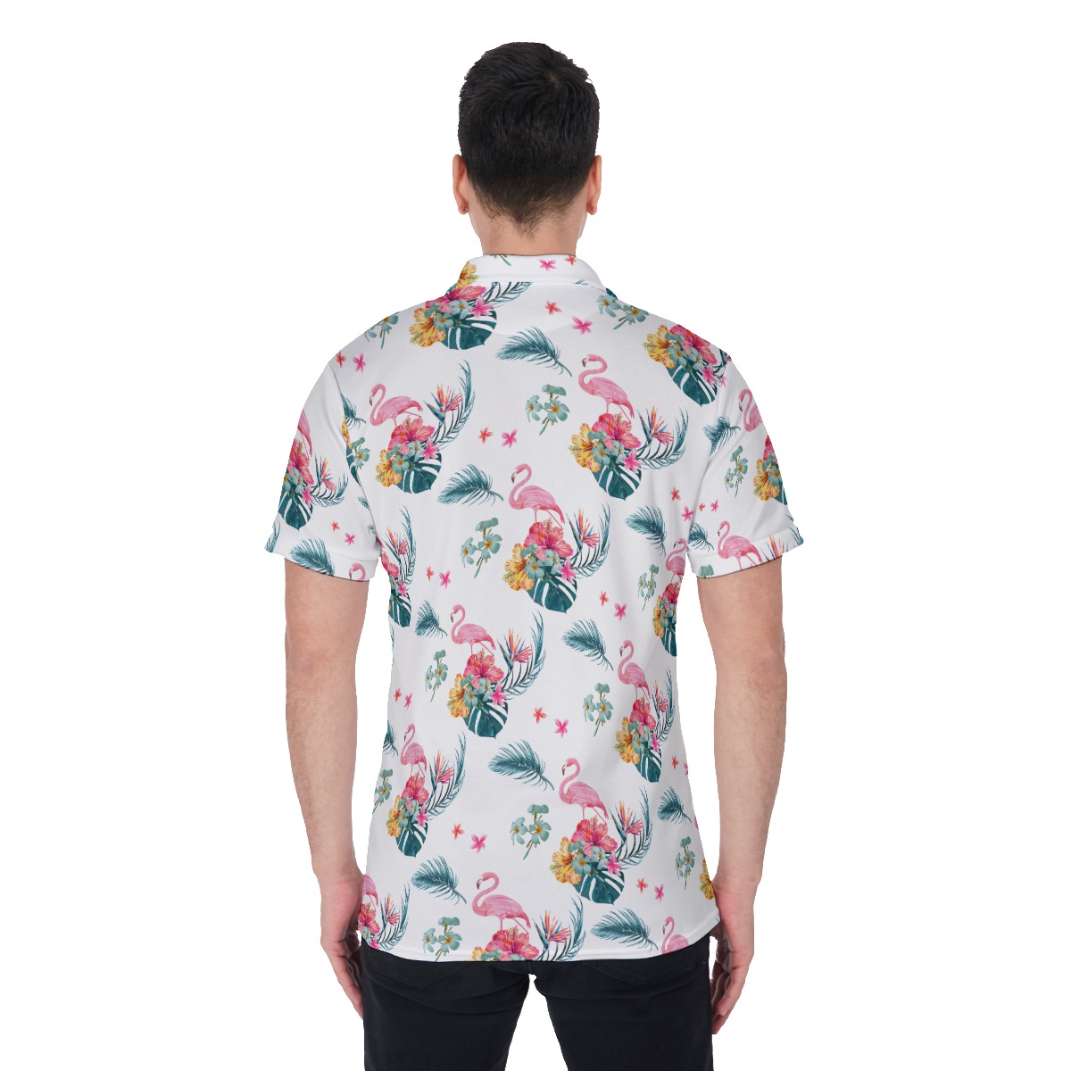Floral Flamingo Men's Polo Shirt