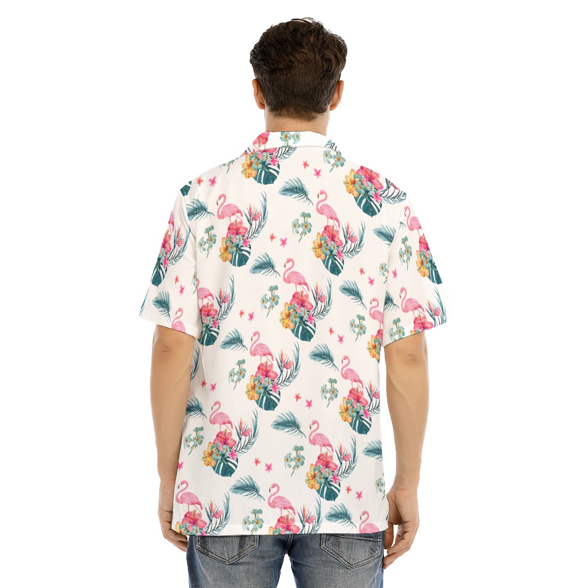 Flamingo White Men's Hawaiian Shirt