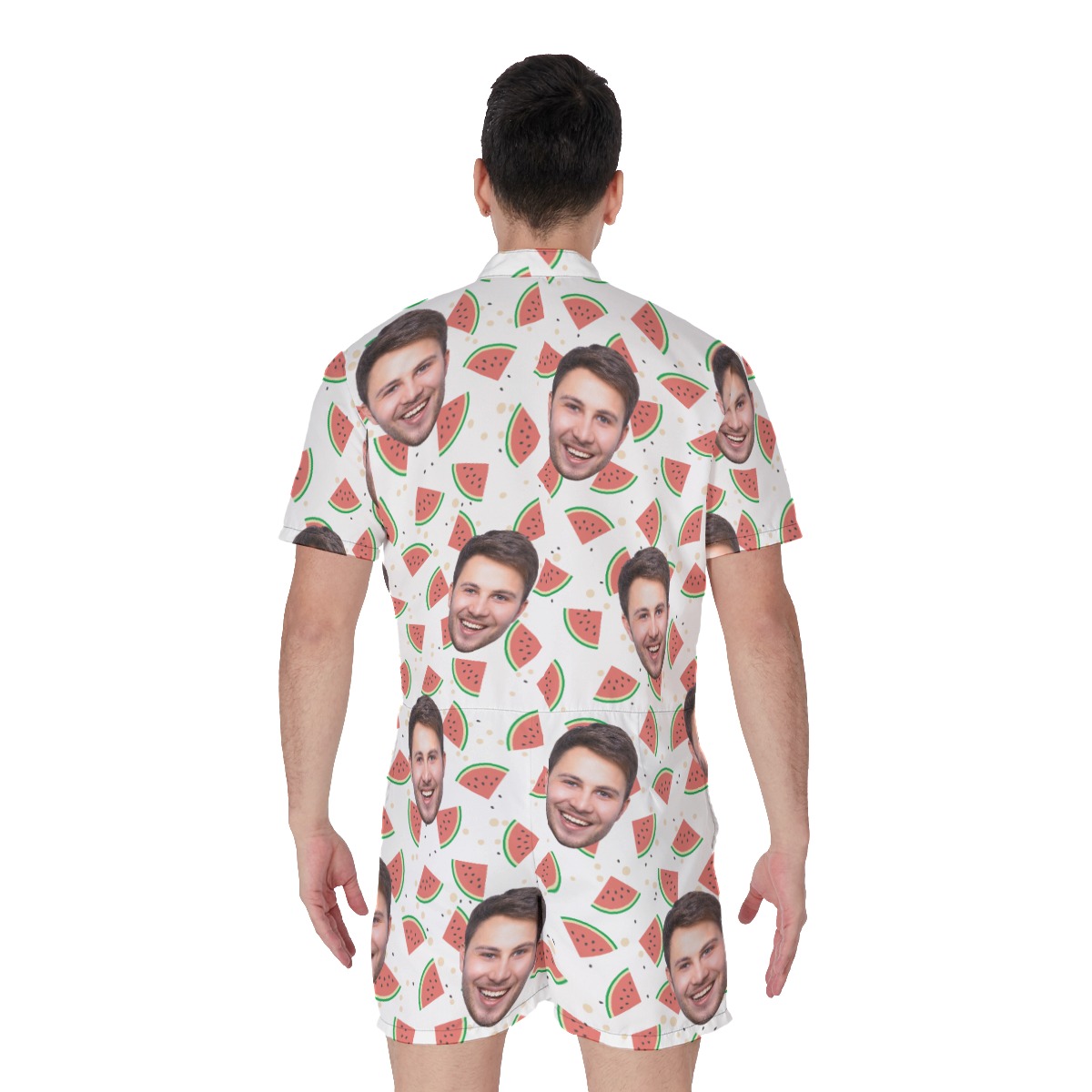 Funny Custom Face Watermelon Hawaiian Romper For Men