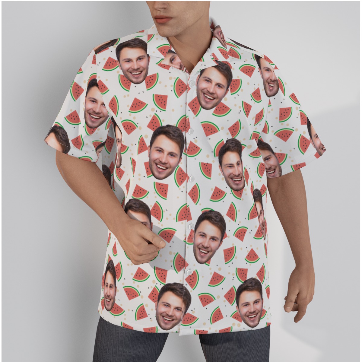Funny Custom Face Watermelon Hawaiian Shirt - variant image 1