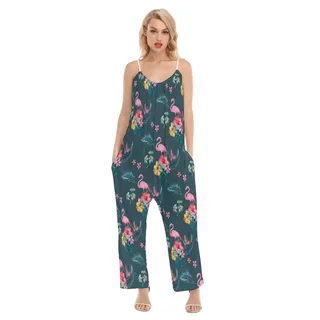 Floral Flamingo Hawaiian Jumpsuit For Women