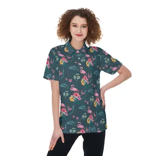 Floral Flamingo Hawaiian Shirt For Women