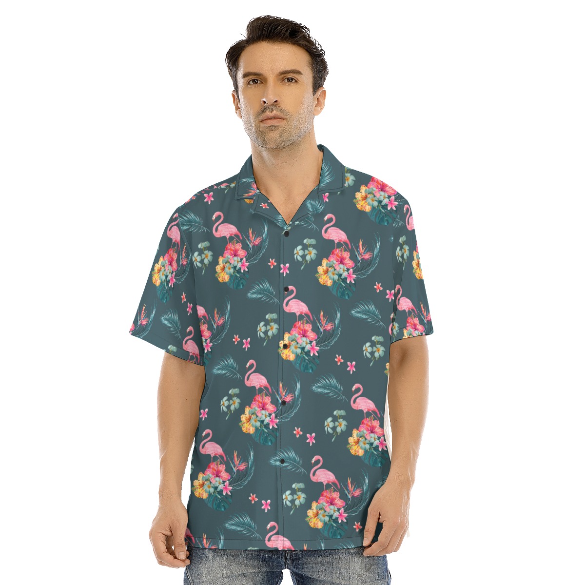 Flamingo Floral Men's Hawaiian Shirt - variant image 1