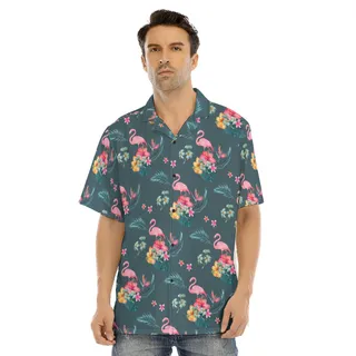 Flamingo Floral Men's Hawaiian Shirt