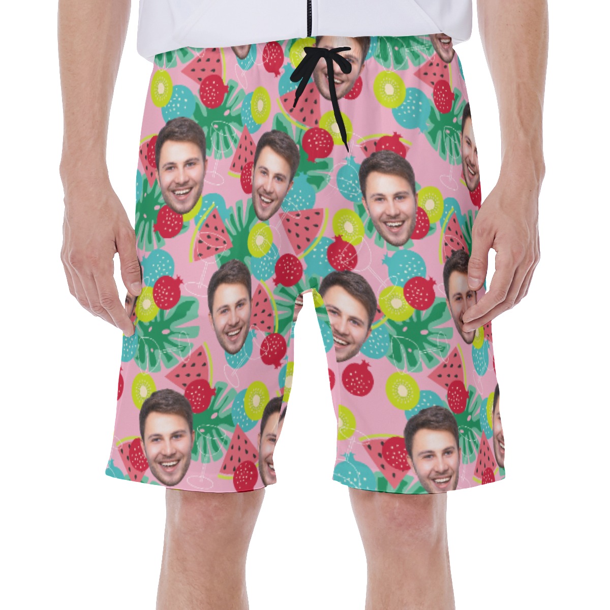 Custom Face Tropical Fruit Hawaiian Swim Trunks For Men - variant image 1