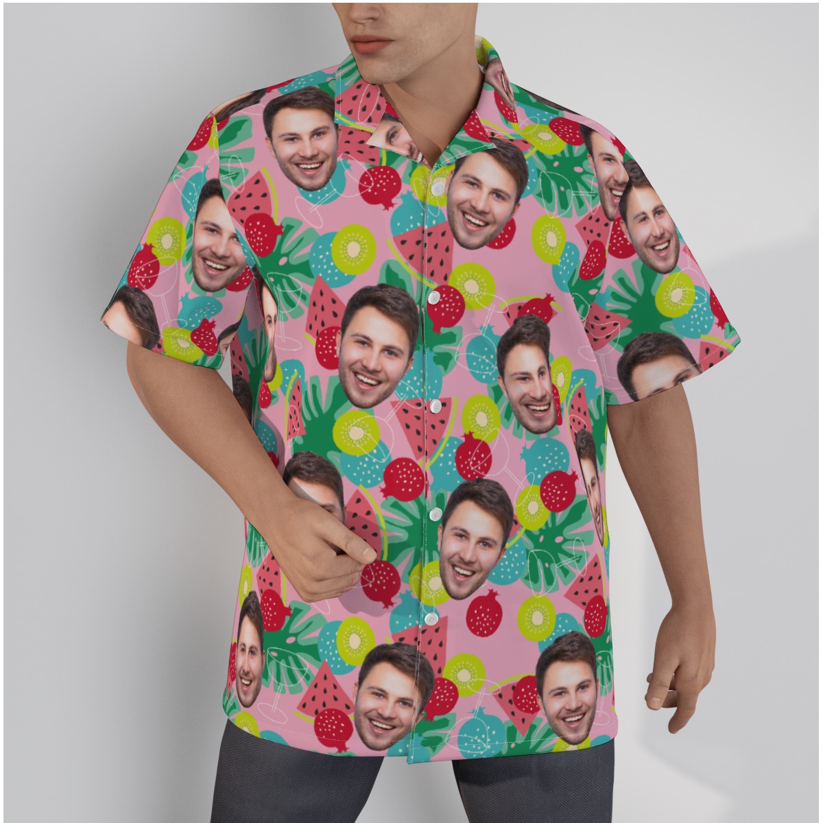 Tropical Fruit Custom Face Hawaiian Shirt - variant image 1