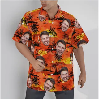 Sunset Beach Hawaiian Shirt With Custom Face