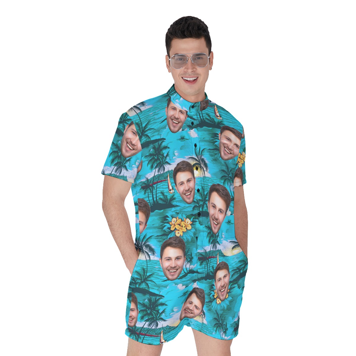 Funny Beach Custom Face Men's Romper - variant image 1