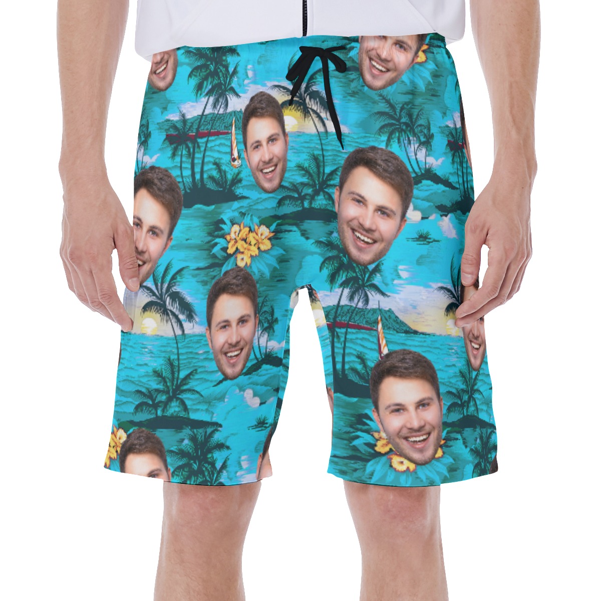 Cool Beach Themed Men's Shorts With Custom Face - variant image 1