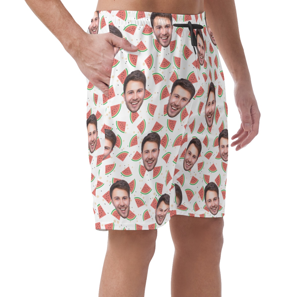 Funny Custom Face Watermelon Hawaiian Summer Shorts For Men