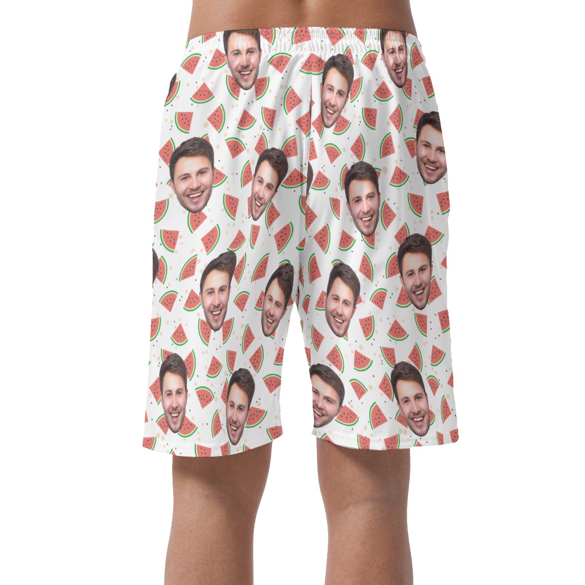 Funny Custom Face Watermelon Hawaiian Summer Shorts For Men