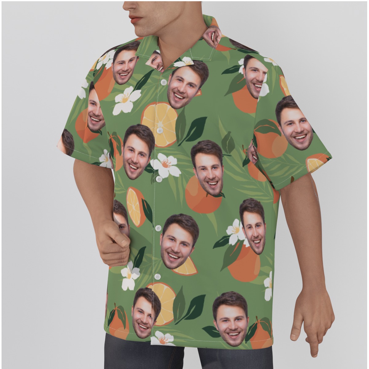 Custom Face Orange Fruit Hawaiian Shirt