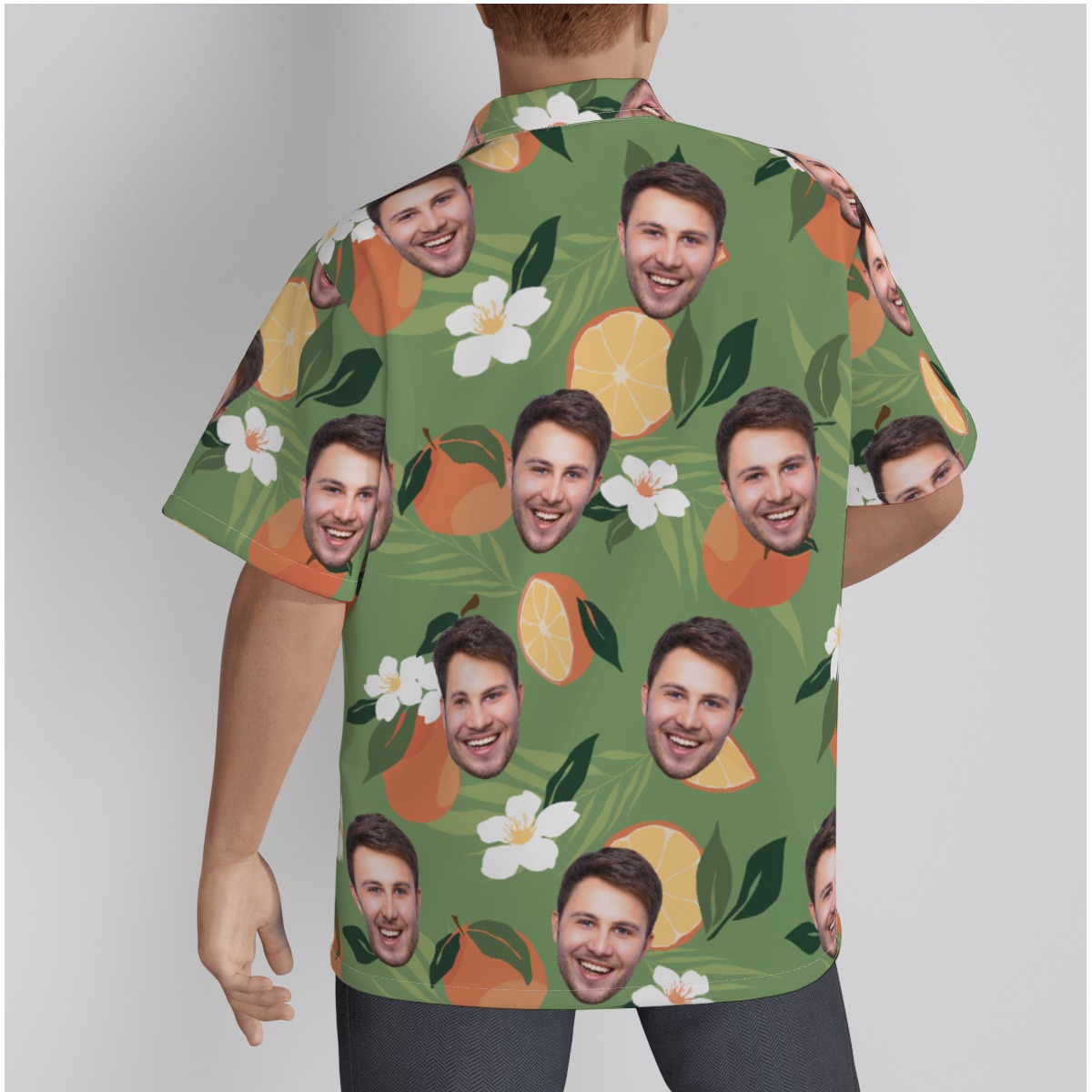 Custom Face Orange Fruit Hawaiian Shirt