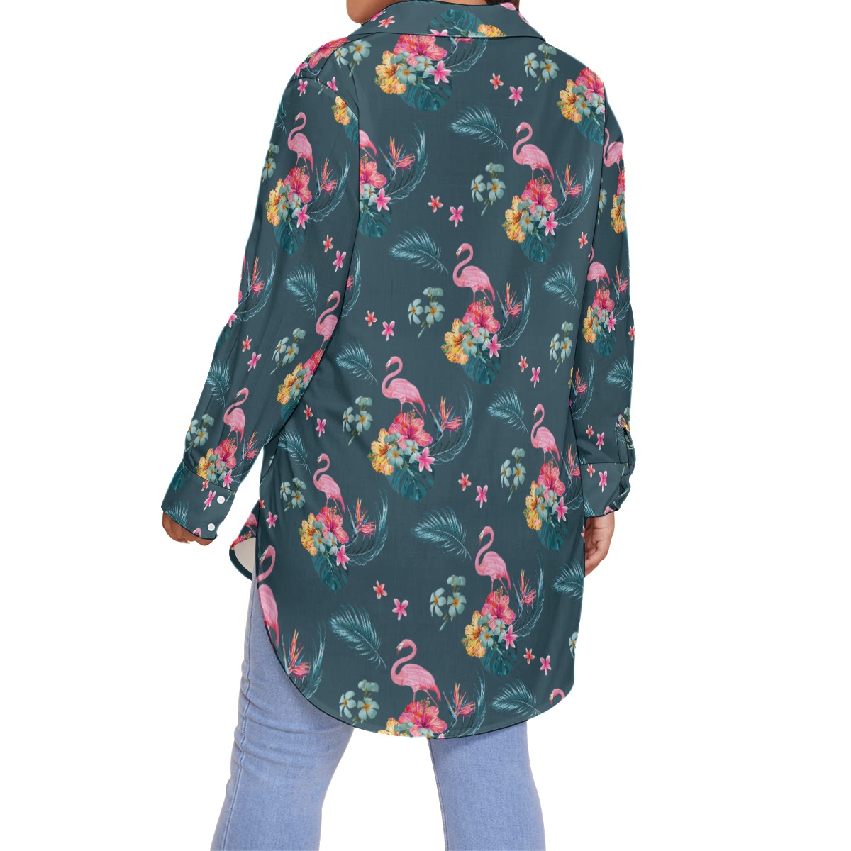 Women's Floral Flamingo Plus Size Hawaiian Shirt