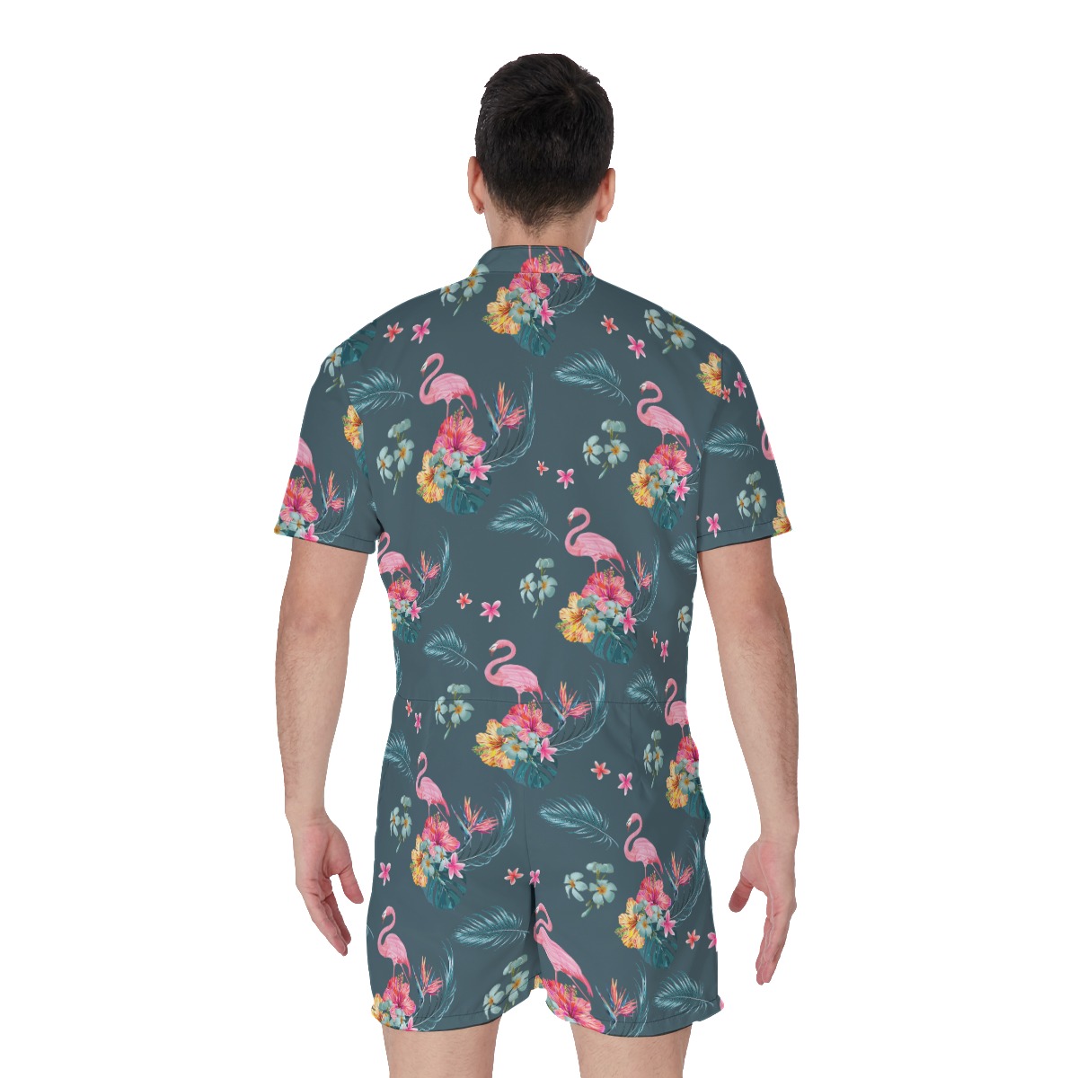 Tropical Flamingo Hawaiian Romper For Men