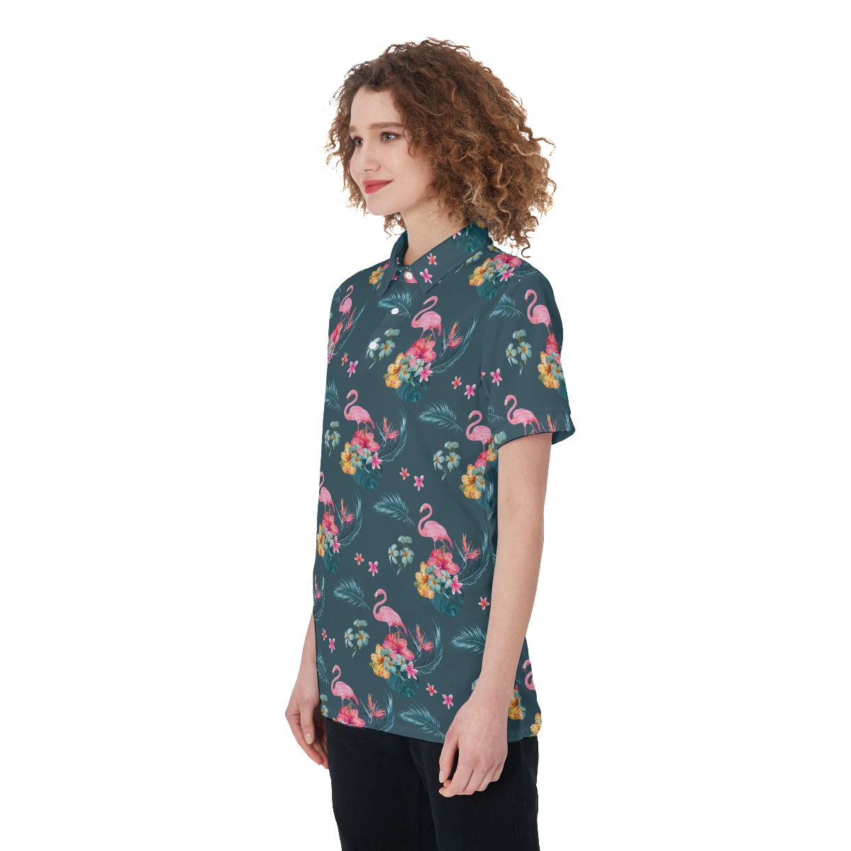 Floral Flamingo Hawaiian Shirt For Women