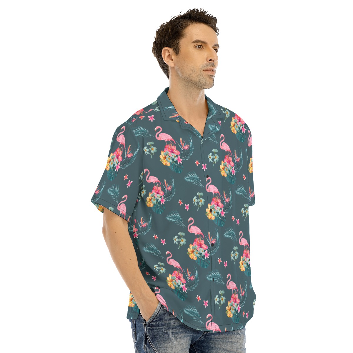 Flamingo Floral Men's Hawaiian Shirt