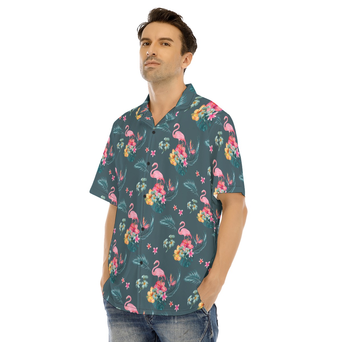 Flamingo Floral Men's Hawaiian Shirt