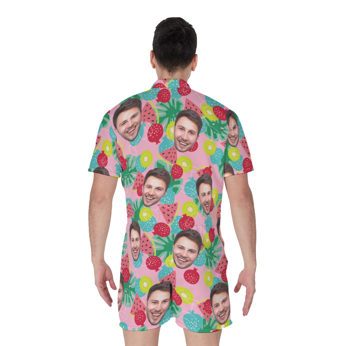 Tropical Fruit Custom Face Men's Hawaiian Romper