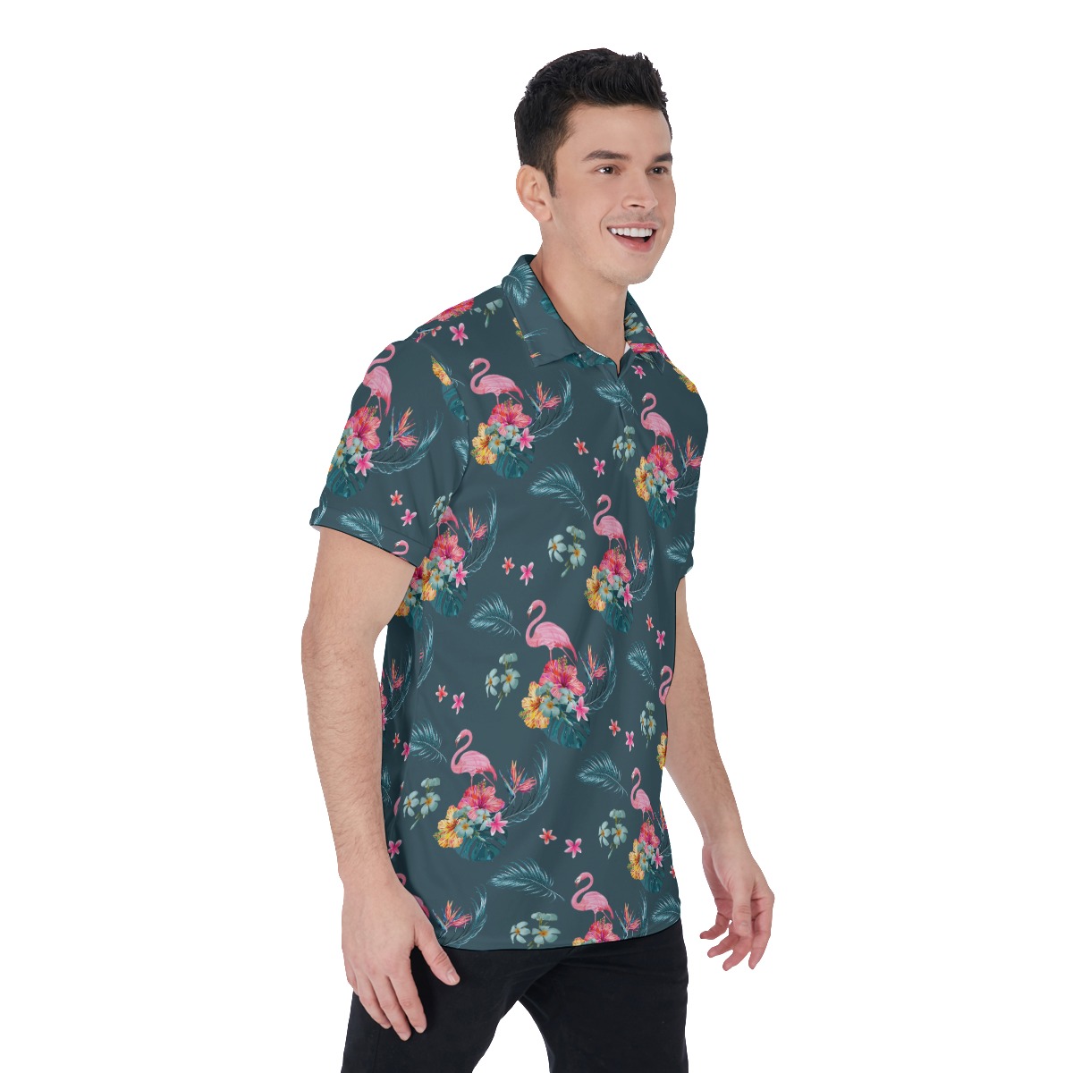 Tropical Flamingo Men's Polo Shirt