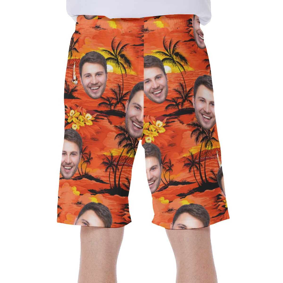 Sunset Beach Men's Shorts With Custom Face