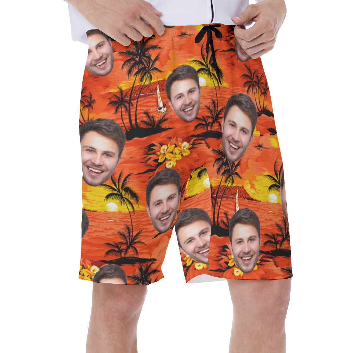 Sunset Beach Men's Shorts With Custom Face