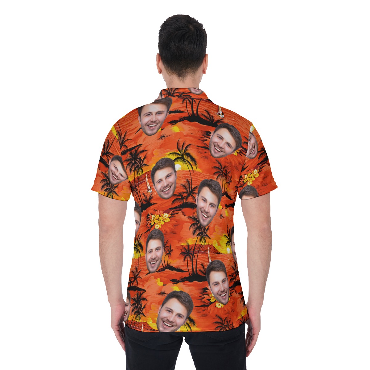 Sunset Beach Men's Polo Shirt With Custom Face