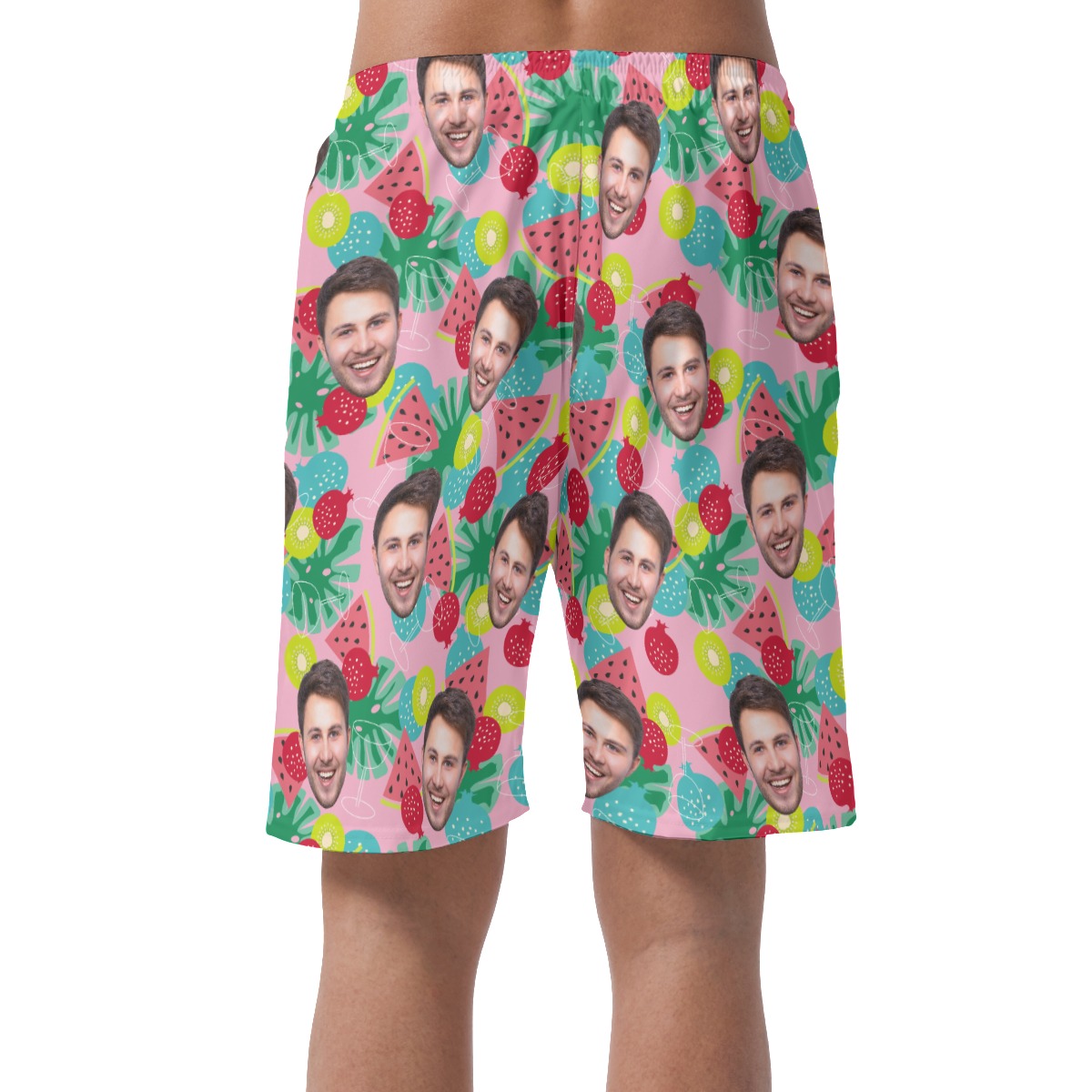 Custom Face Tropical Fruit Hawaiian Beach Shorts For Men