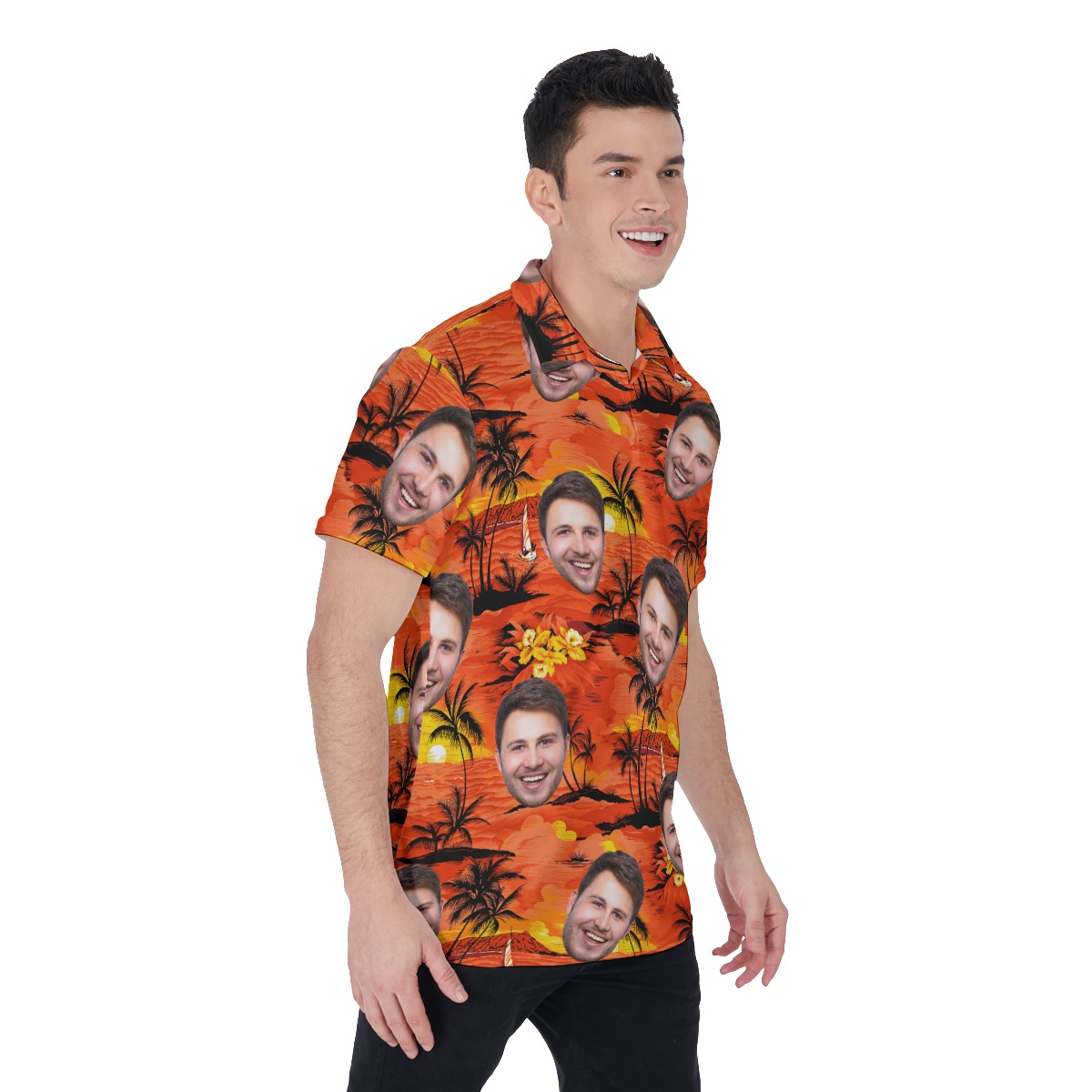 Sunset Beach Men's Polo Shirt With Custom Face
