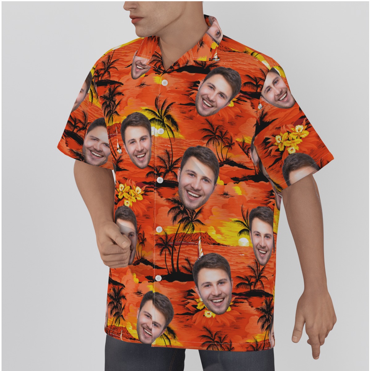 Sunset Beach Hawaiian Shirt With Custom Face