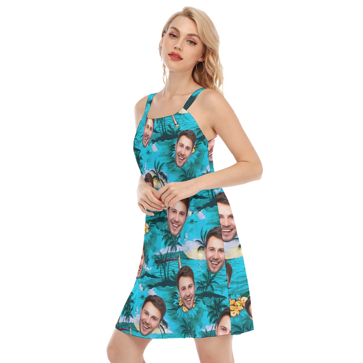 Funny  Beach Women's Dress With Custom Face
