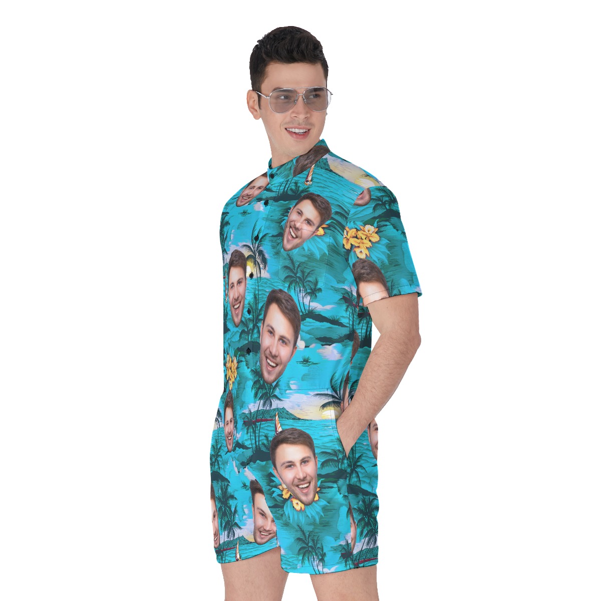 Funny Beach Custom Face Men's Romper
