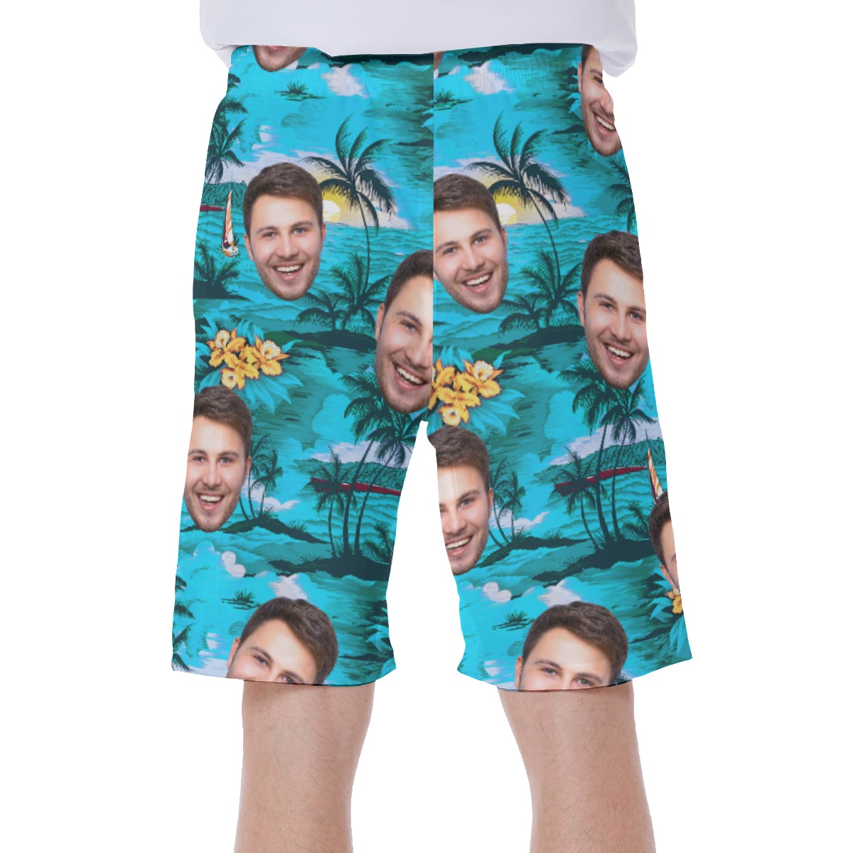 Cool Beach Themed Men's Shorts With Custom Face