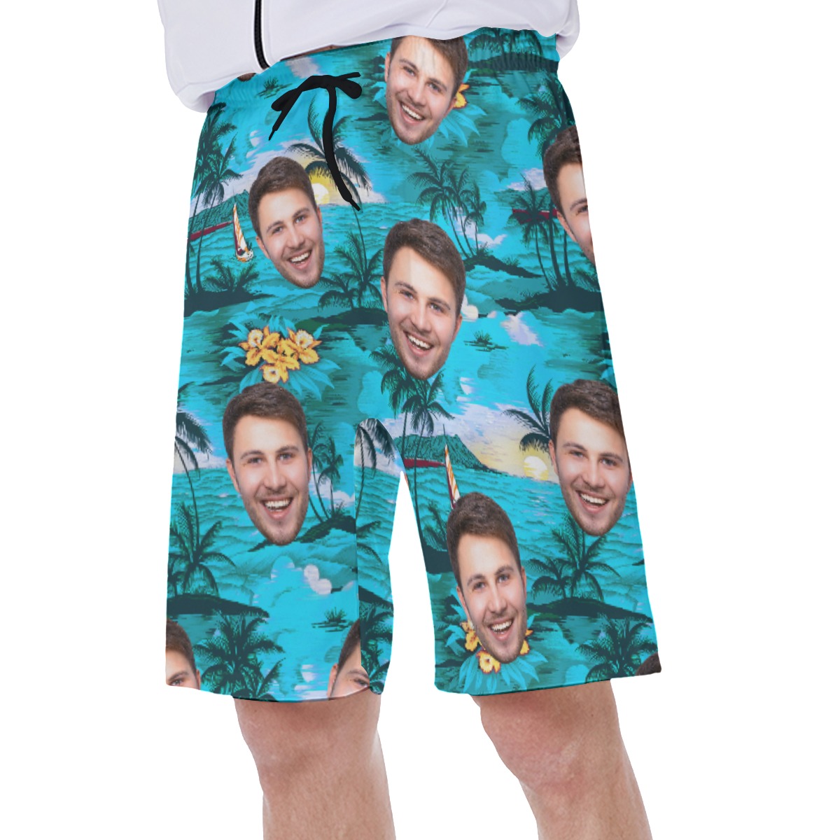 Cool Beach Themed Men's Shorts With Custom Face
