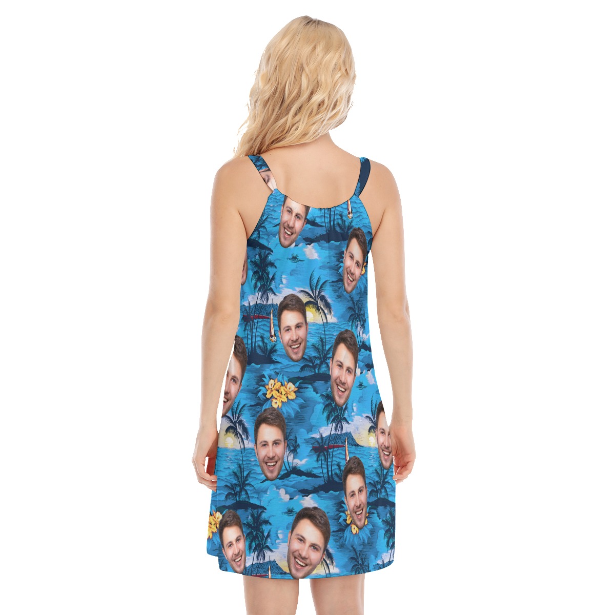 Unique Beach Themed Women's Dress With Multi Face