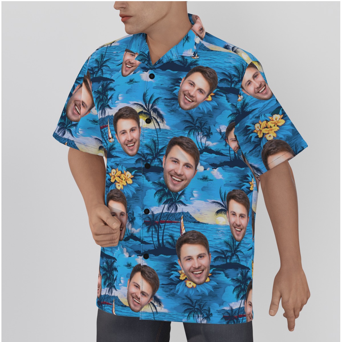 Ocean Beach Hawaiian Shirt With Custom Face