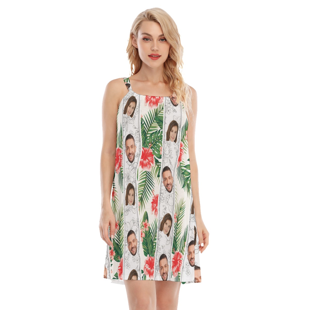Custom 2 Faces Hibiscus Men's Cami Dress - variant image 1