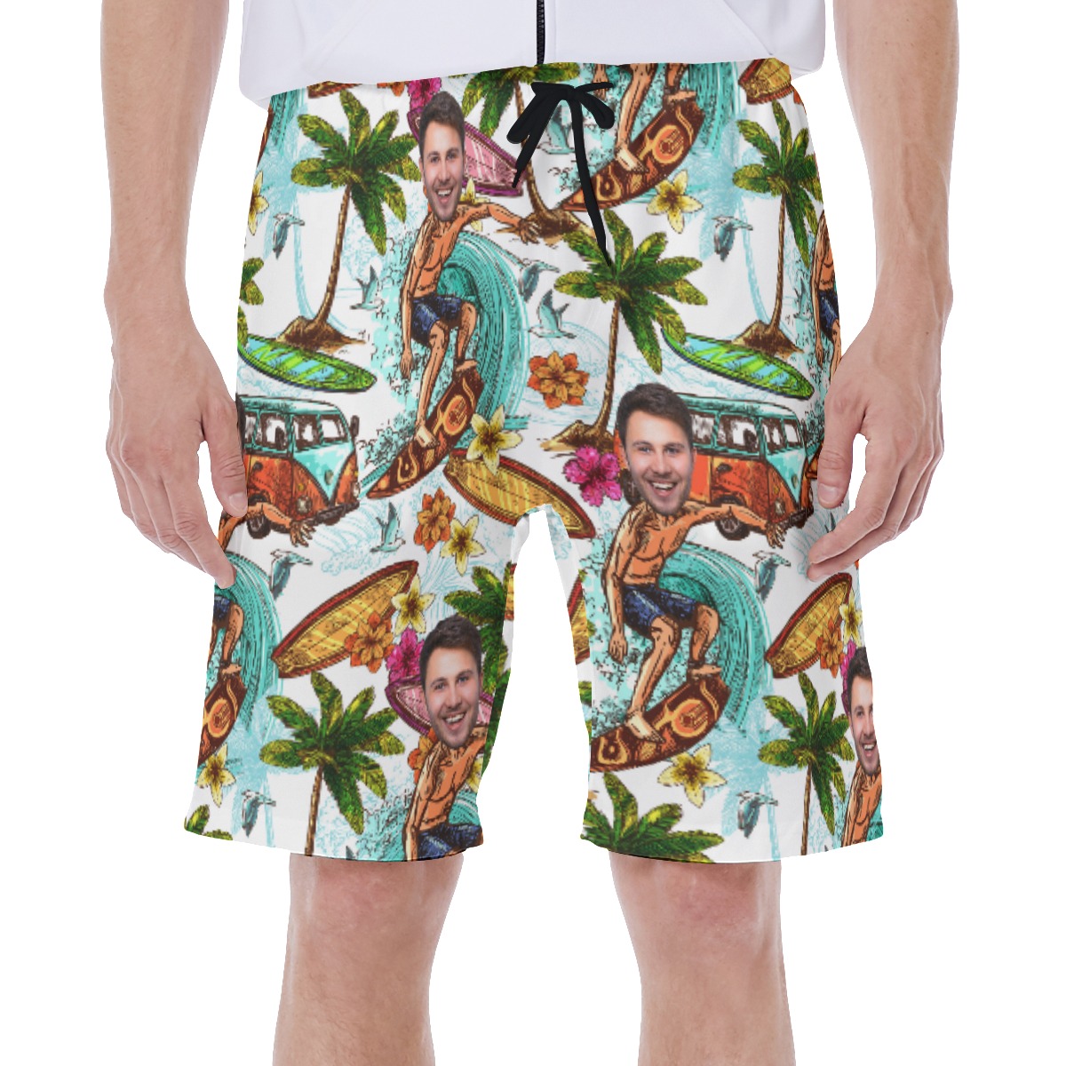 Custom Face Surfing Beach Men's Shorts - variant image 1